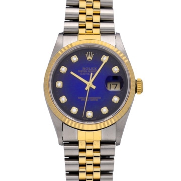 ロレックス デイトジャスト 16233G ブルー・グラデーション/ダイヤモンド メンズ 時計 【中古】【wristwatch】