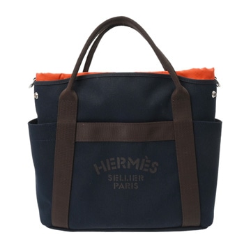 エルメス サックドパンサージュ ネイビー/フー トワルシェブロン/ブライドルレザー ユニセックス バッグ 【中古】【bag】