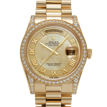 ロレックス デイデイト 118388 イエローシェル/ダイヤモンド メンズ 時計 【中古】【wristwatch】