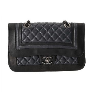 シャネル マトラッセ チェーンショルダー ネイビー/ブラック ラムスキン レディース バッグ 【中古】【bag】