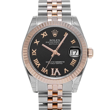 ロレックス デイトジャスト 31 178271 ブラック/ダイヤモンド ユニセックス 時計 【中古】【wristwatch】