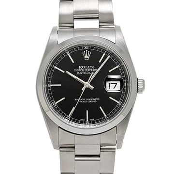 ロレックス デイトジャスト 16200 ブラック メンズ 時計 【中古】【wristwatch】