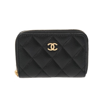 シャネル マトラッセ クラシック ジップ コインパース ブラック AP0216 グレインドカーフスキン レディース 財布 【中古】【purse】