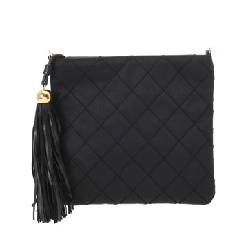 シャネル マトラッセ ブラック サテン レディース バッグ 【中古】【bag】