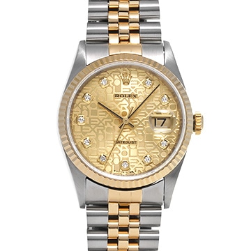 ロレックス デイトジャスト 16233G シャンパンコンピュータ/ダイヤモンド メンズ 時計 【中古】【wristwatch】