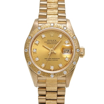 ロレックス デイトジャスト バーク 69288G シャンパン/ダイヤモンド レディース 時計 【中古】【wristwatch】