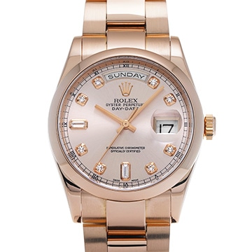 ロレックス デイデイト 36 118205A ピンク/ダイヤモンド メンズ 時計 【中古】【wristwatch】