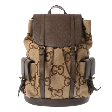 グッチ バックパック  ベージュ/キャメル/ブラウン 678829  レザー/ジャンボGGキャンバス メンズ バッグ 【中古】【bag】