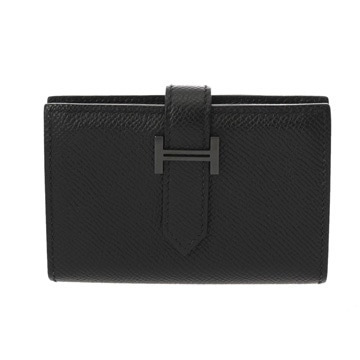 エルメス ベアン ミニ モノクローム ブラック ヴォーエプソン ユニセックス 財布 【中古】【purse】