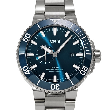 オリス アクイス スモールセコンド デイト 01 743 7733 4155-07 8 24 05PEB ブルー メンズ 時計 【中古】【wristwatch】
