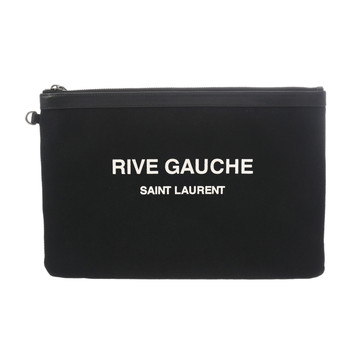 サンローラン リヴゴーシュ ブラック PLB581369.0120 コットン/レザー レディース バッグ 【中古】【bag】