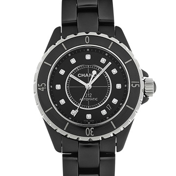 シャネル J12 38MM H1626 ブラックラッカー/ダイヤモンド メンズ 時計 【中古】【wristwatch】