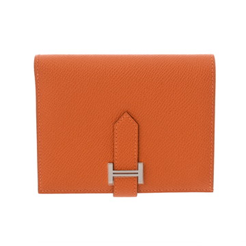 エルメス ベアン コンパクト オレンジ ヴォーエプソン ユニセックス 財布 【未使用】【purse】