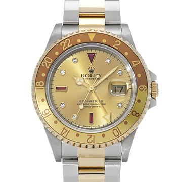 ロレックス GMTマスターII 16713RG シャンパン/ルビー/ダイヤモンド メンズ 時計 【中古】【wristwatch】