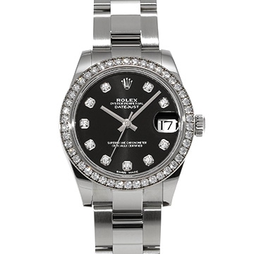 ロレックス デイトジャスト 31 178384G ブラック/ダイヤモンド ユニセックス 時計 【中古】【wristwatch】