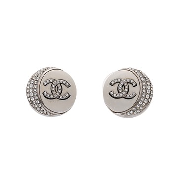 シャネル ピアス シルバー/ホワイト メタル/メタル/ストラス レディース ジュエリー 【中古】【jewelry】