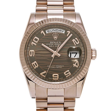 ロレックス デイデイト 118235F ブラウンウェーブ メンズ 時計 【中古】【wristwatch】
