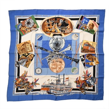 エルメス カレ90 THE ORIGINAL NEW ORLEANS CREOLE JAZZ マルチカラー シルク100％ レディース 【中古】【other】