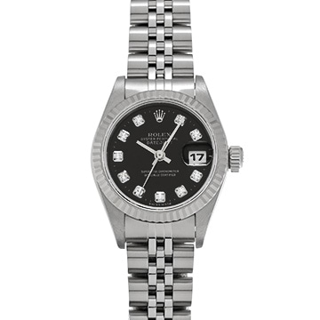 ロレックス デイトジャスト 69174G ブラック/ダイヤモンド レディース 時計 【中古】【wristwatch】