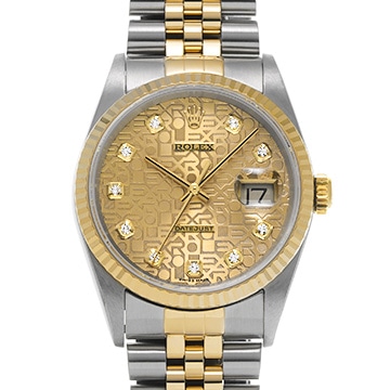 ロレックス デイトジャスト 16233G シャンパンコンピュータ/ダイヤモンド メンズ 時計 【中古】【wristwatch】