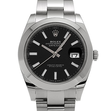 ロレックス デイトジャスト 41 126300 ブラック メンズ 時計 【中古】【wristwatch】