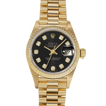 ロレックス デイトジャスト 69178G ブラック/ダイヤモンド レディース 時計 【中古】【wristwatch】
