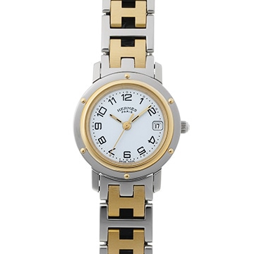 エルメス クリッパー CL4.220 ホワイト レディース 時計 【中古】【wristwatch】