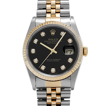 ロレックス デイトジャスト 36 16233G ブラック/ダイヤモンド メンズ 時計 【中古】【wristwatch】