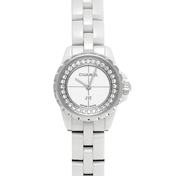 シャネル J12 XS H5237 ホワイトラッカー/ダイヤモンド レディース 時計 【中古】【wristwatch】