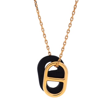 エルメス ネックレス オーマイヨン PM ブラック/ゴールド金具 ヴォースイフト/GP レディース ジュエリー 【中古】【jewelry】