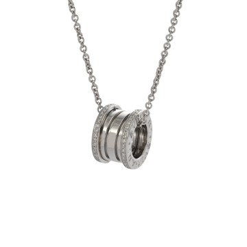 ブルガリ B-ZERO1 ネックレス エッジダイヤ シルバー K18ホワイトゴールド WG レディース ジュエリー 【中古】【jewelry】