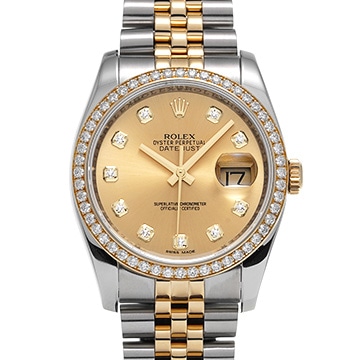 ロレックス デイトジャスト 36 116243G シャンパン/ダイヤモンド メンズ 時計 【中古】【wristwatch】