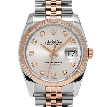 ロレックス デイトジャスト 116231G シルバー/ダイヤモンド メンズ 時計 【中古】【wristwatch】