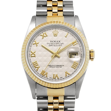 ロレックス デイトジャスト 16233 アイボリーピラミッド メンズ 時計 【中古】【wristwatch】