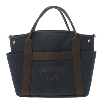 エルメス サック ド パンサージュ ネイビー/フー トワルシェブロン/ブライドルレザー ユニセックス バッグ 【中古】【bag】