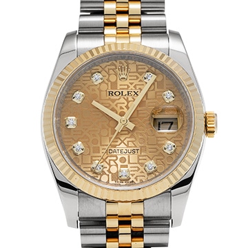 ロレックス デイトジャスト 116233G シャンパンコンピュータ/ダイヤモンド メンズ 時計 【中古】【wristwatch】