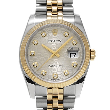 ロレックス デイトジャスト 36 116233G シルバーコンピュータ/ダイヤモンド メンズ 時計 【中古】【wristwatch】
