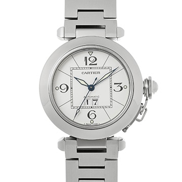 カルティエ パシャC ビッグデイト W31055M7 ホワイト ユニセックス 時計 【中古】【wristwatch】