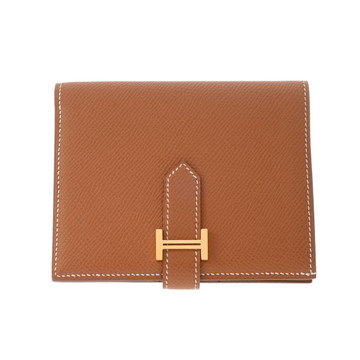 エルメス ベアン コンパクト ゴールド ヴォーエプソン ユニセックス 財布 【中古】【purse】