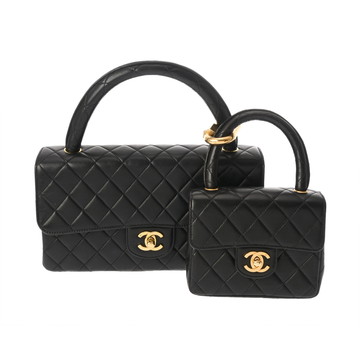 シャネル マトラッセ 親子バッグ ブラック A04193 ラムスキン レディース バッグ 【中古】【bag】