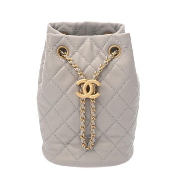 シャネル マトラッセ バケットバッグ グレー ラムスキン レディース バッグ 【中古】【bag】