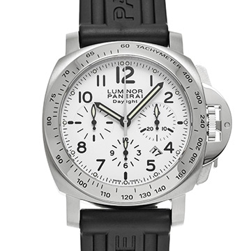 パネライ ルミノール クロノグラフ デイライト PAM00188 ホワイト メンズ 時計 【中古】【wristwatch】