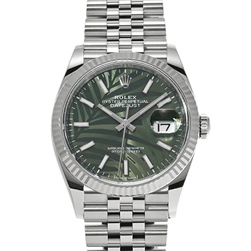 ロレックス デイトジャスト 36 126234G オリーブグリーン パームモチーフ メンズ 時計 【中古】【wristwatch】