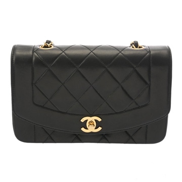シャネル チェーンショルダー 23cm ダイアナ ブラック A01164 ラムスキン レディース バッグ 【中古】【bag】