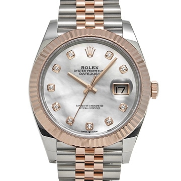 ロレックス デイトジャスト 41 126331NG ホワイトシェル/ダイヤモンド メンズ 時計 【中古】【wristwatch】