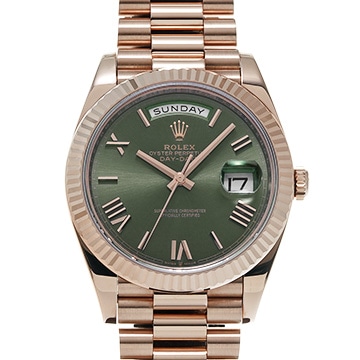 ロレックス デイデイト 40 228235 オリーブグリーン/エバーローズゴールド メンズ 時計 【中古】【wristwatch】