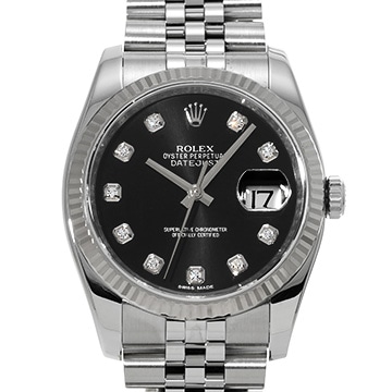 ロレックス デイトジャスト 116234G ブラック/ダイヤモンド メンズ 時計 【中古】【wristwatch】