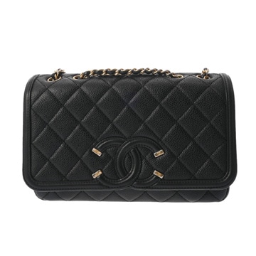 シャネル CCフィグリー チェーンショルダー ブラック A93340 グレインドカーフスキン レディース バッグ 【中古】【bag】