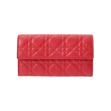 ディオール カナージュ LADY DIOR チェーンウォレット レッド CAL4306 ラムスキン レディース バッグ 【中古】【bag】