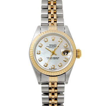 ロレックス デイトジャスト 69173NG ホワイトシェル/ダイヤモンド レディース 時計 【中古】【wristwatch】